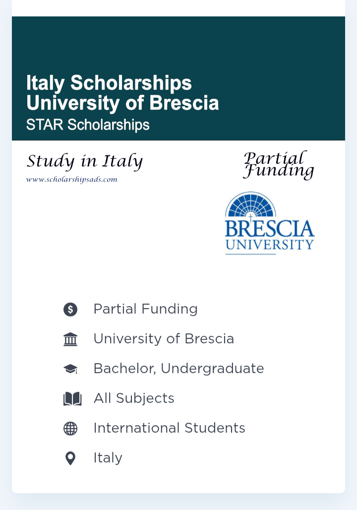 Brescia STAR Scholarship 2026 – Italy