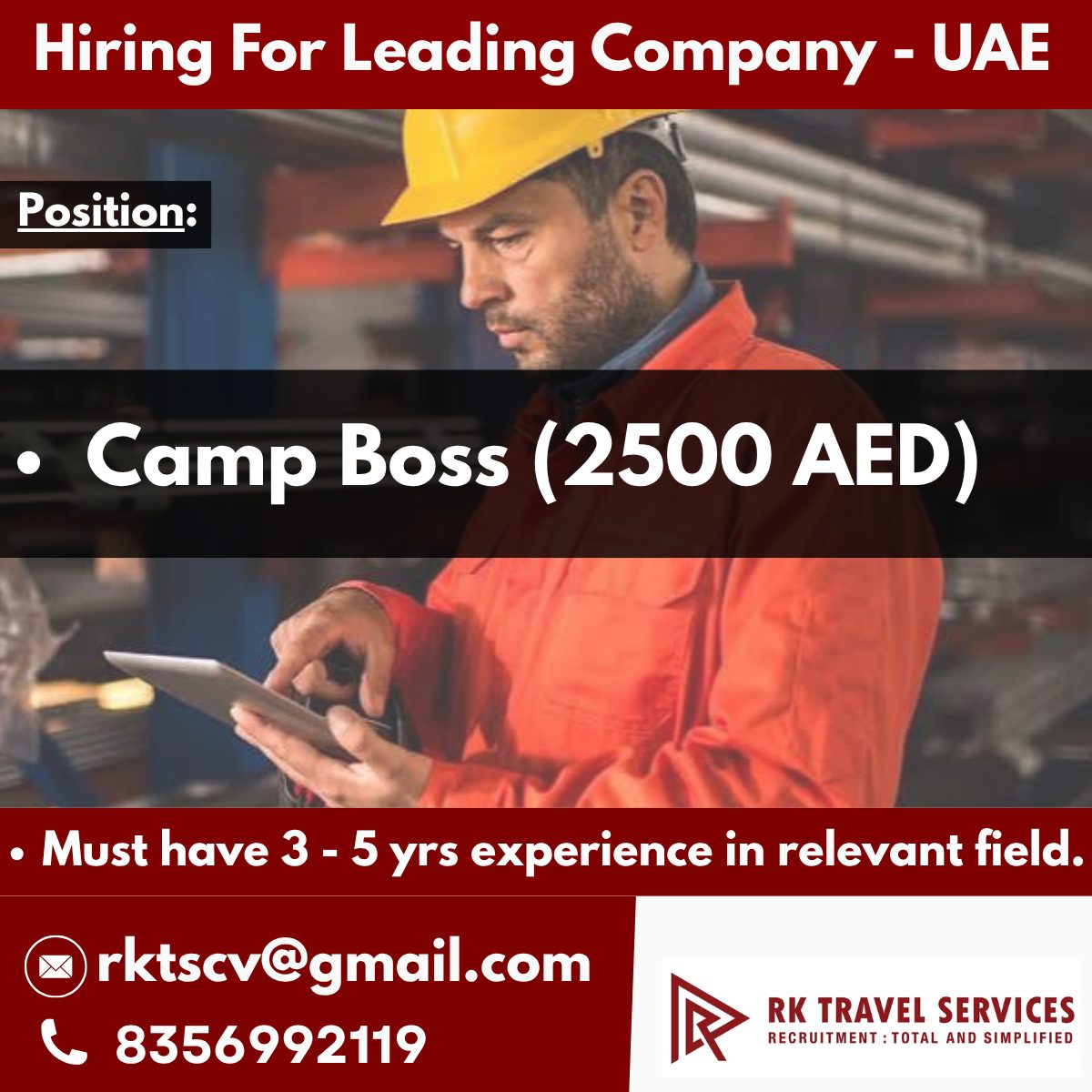 Camp Boss Required in UAE 🇦🇪