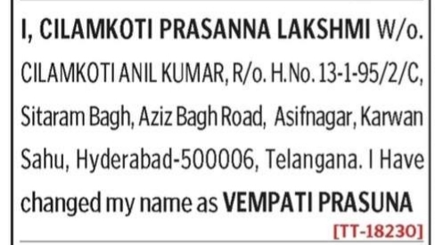 change of name notice