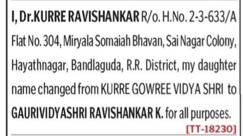 change of name notice