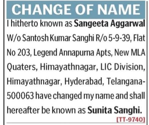 Change of Name Notice