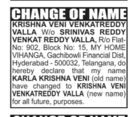 Change of Name Notice