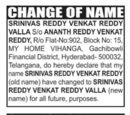 Change of Name Notice