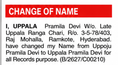 Change of Name Notice