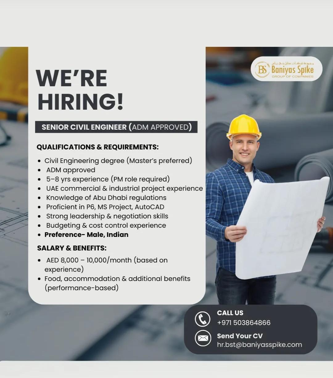 civil engineer required in Abu Dhabi