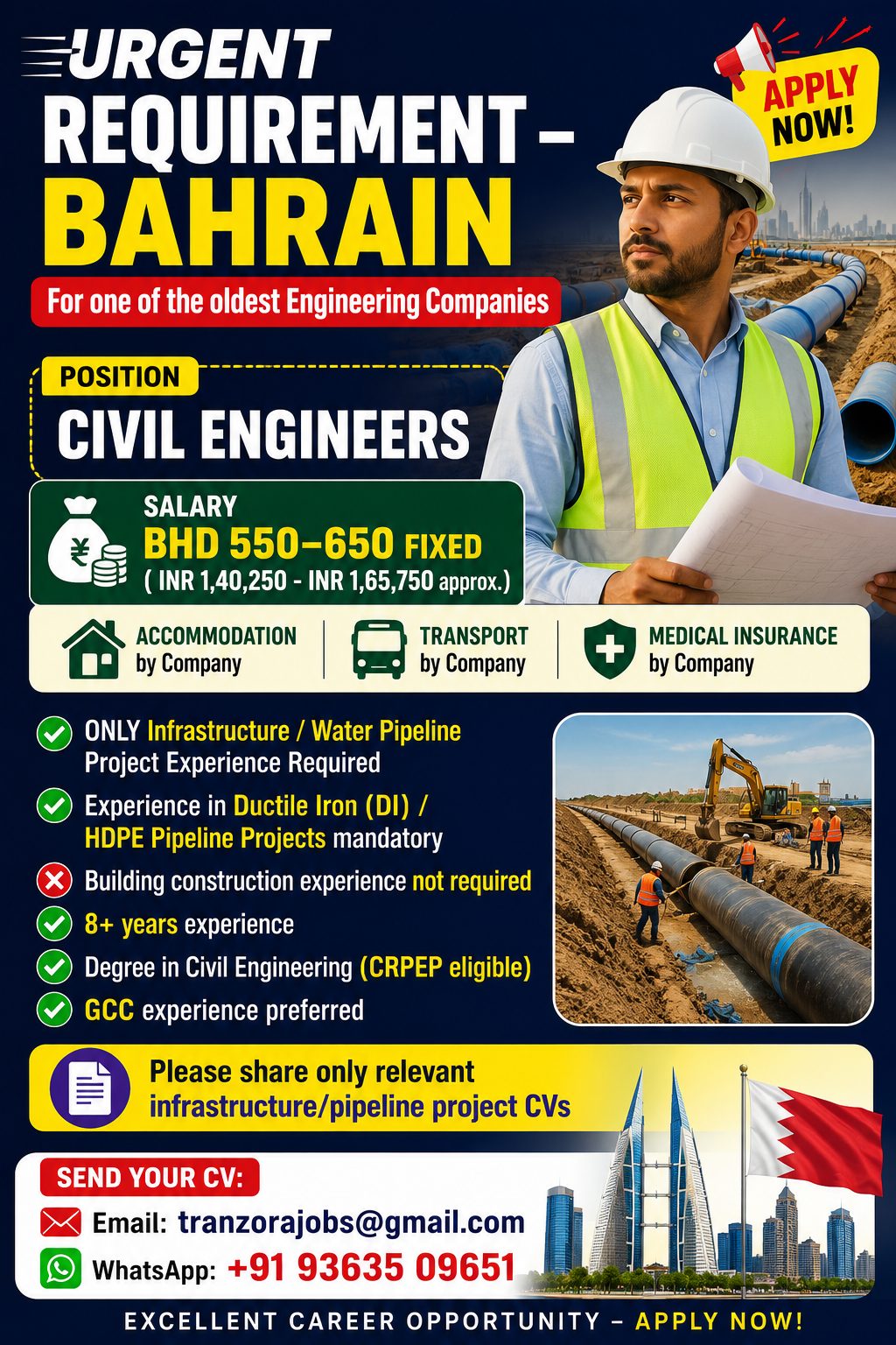 Civil Engineers Required in Bahrain
