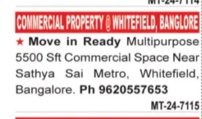 Commercial space for sale in Bengaluru