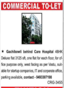 Commercial To-Let – Gachibowli