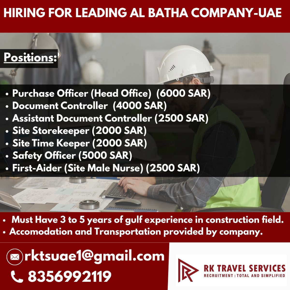 Construction Staff Required in UAE