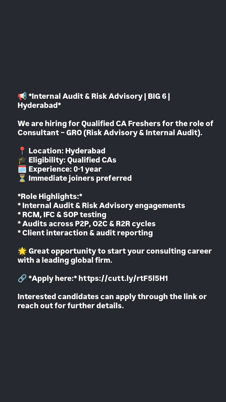 consultant required in Hyderabad