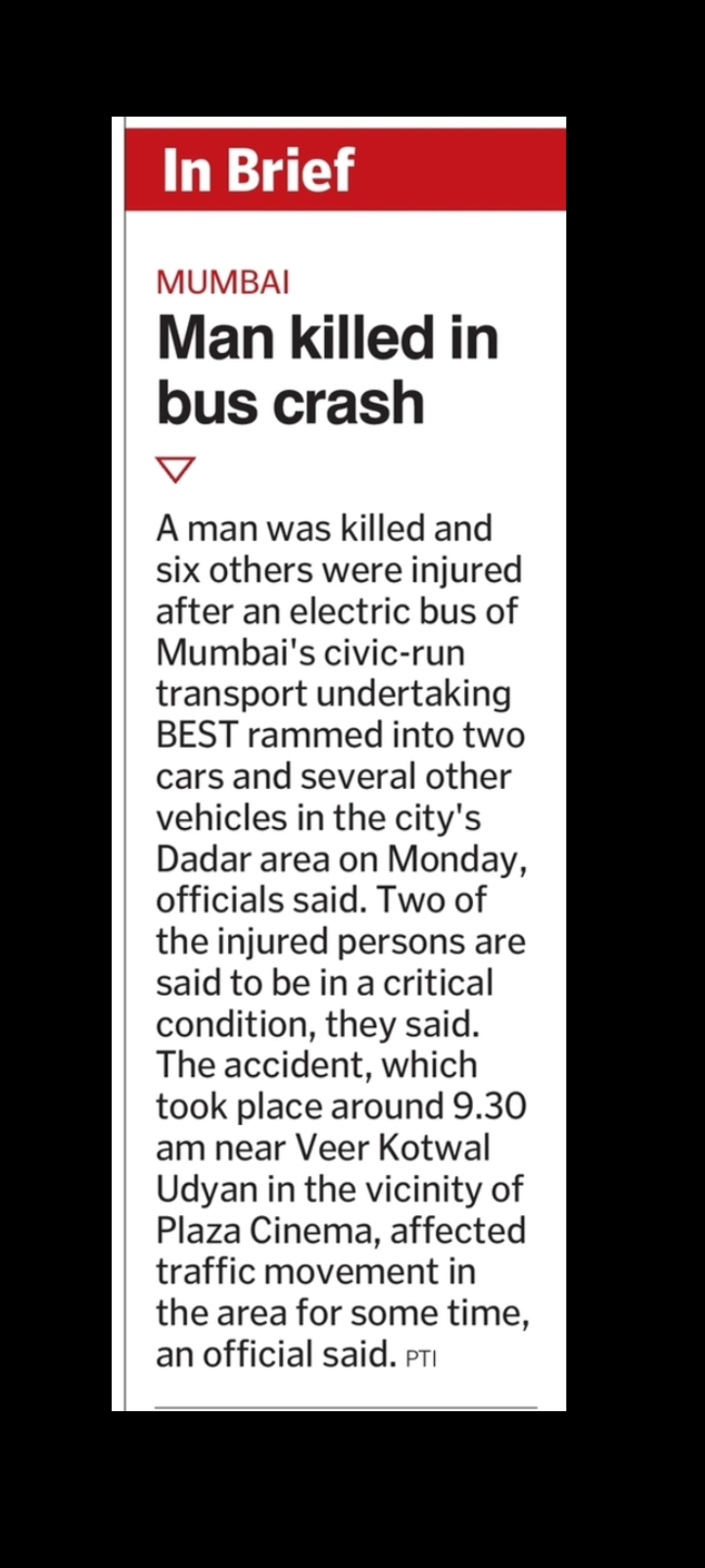 Dadar Bus Crash Accident