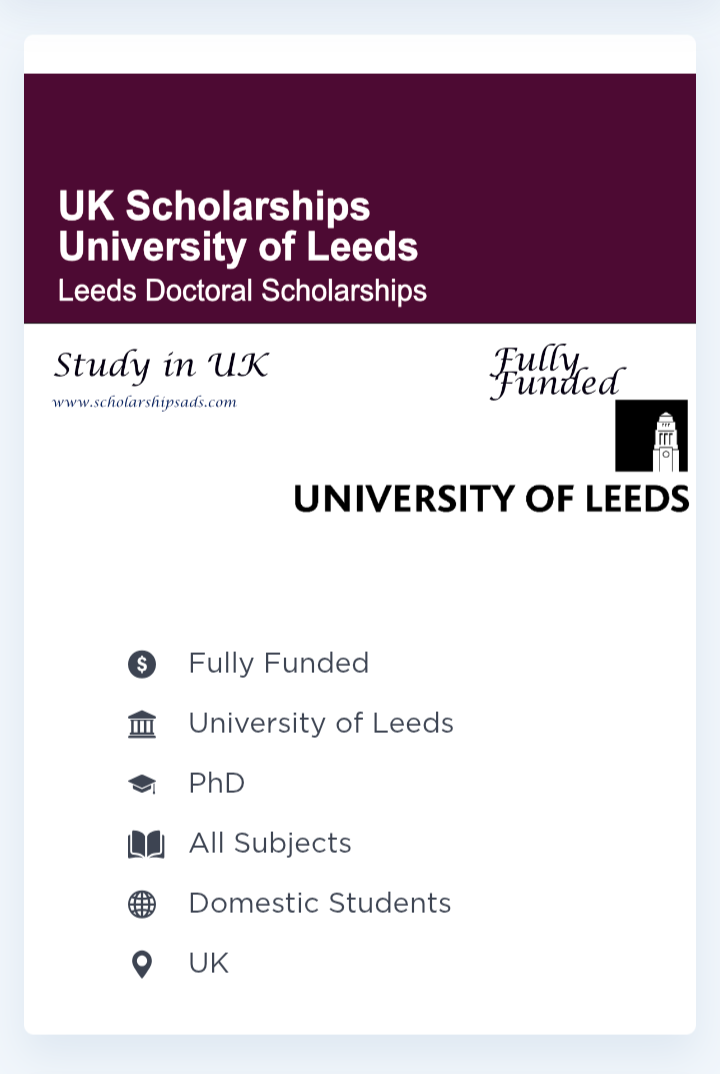 Doctoral Scholarships 2026 – UK