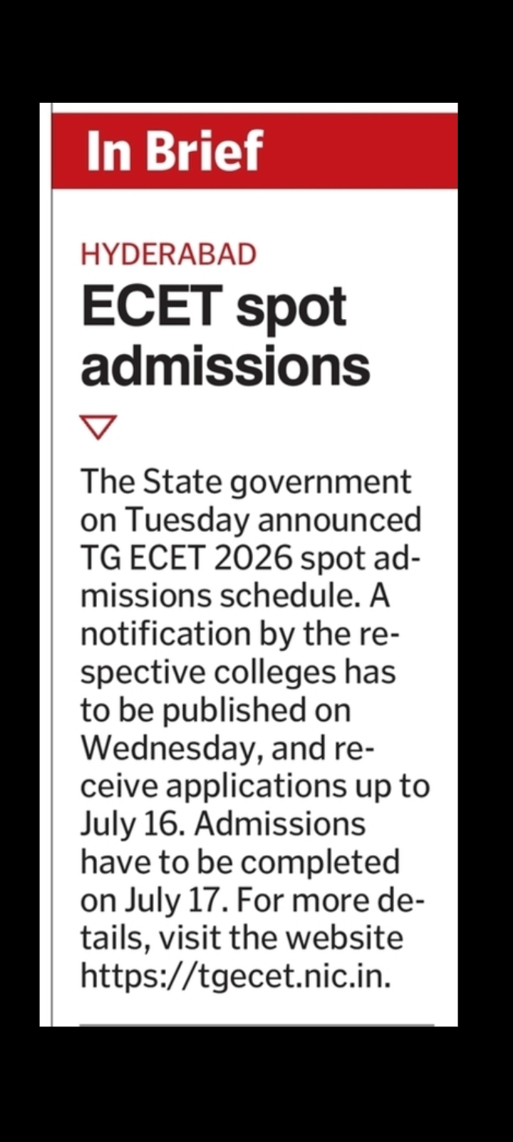 ECET Spot Admissions Schedule Announced 🎓