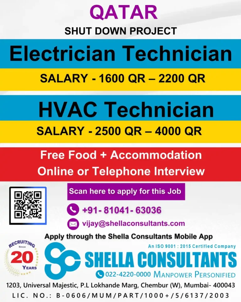 Electrician and Technicians job opening in Qatar