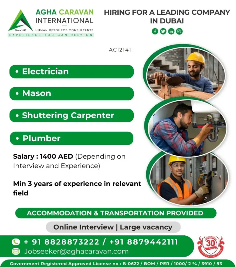 Electricians required in Dubai