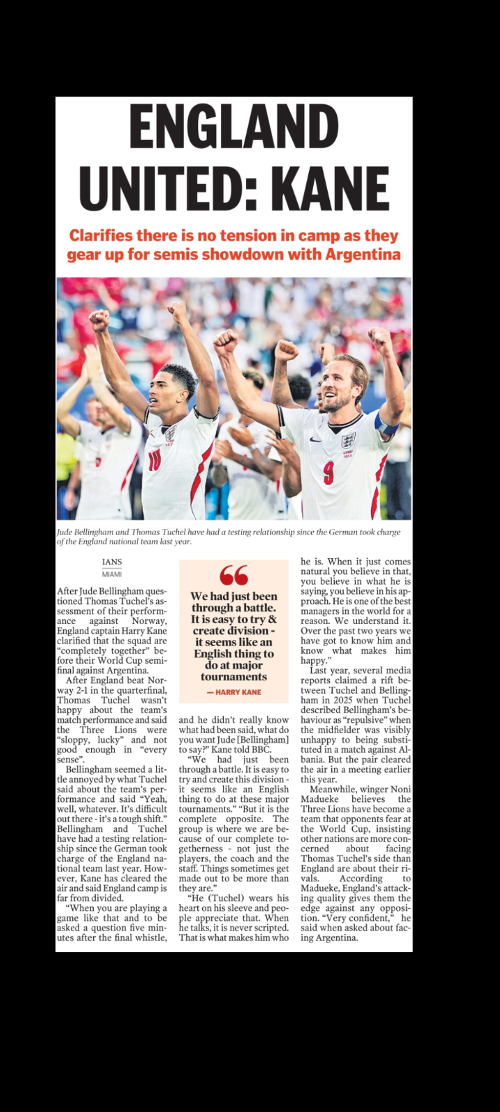 England United: Kane Clarifies Camp Unity 🦁