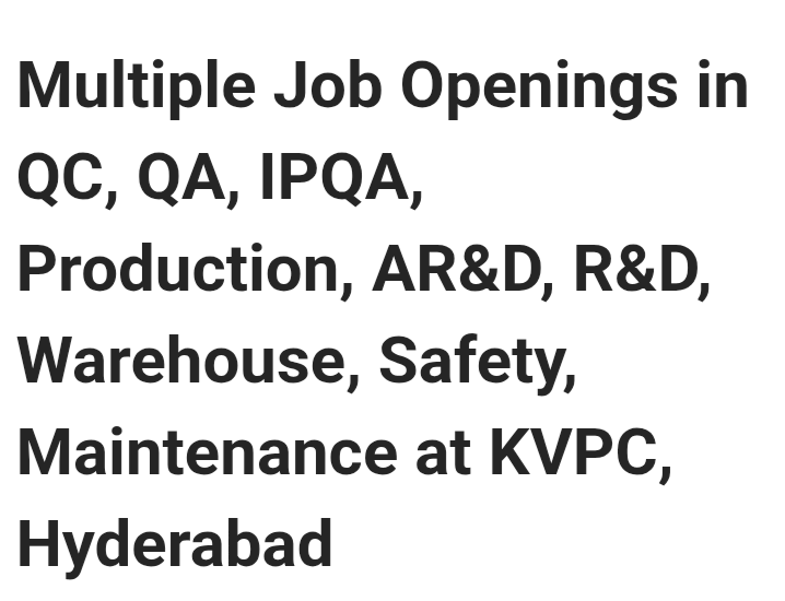 Experienced candidates required in KVPC