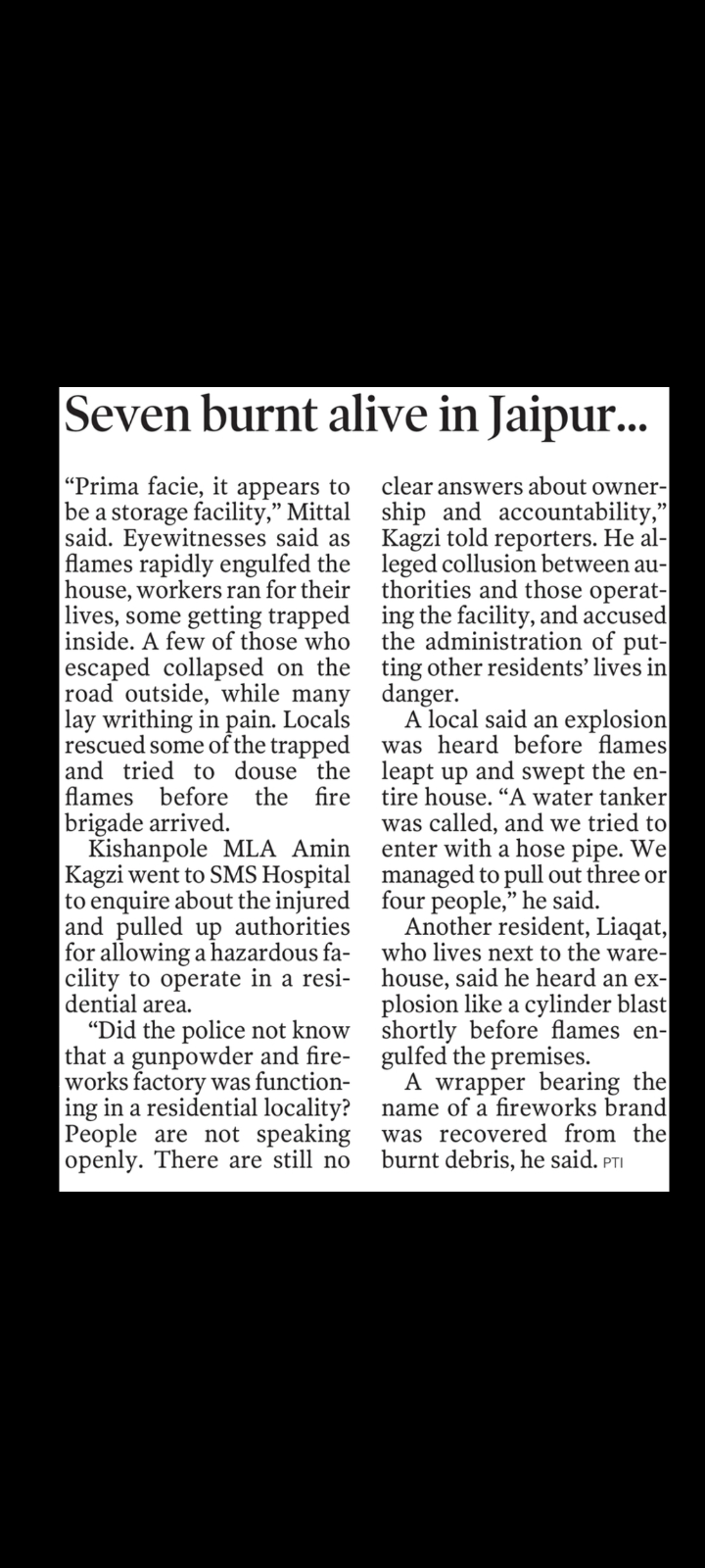Fire Tragedy in Jaipur