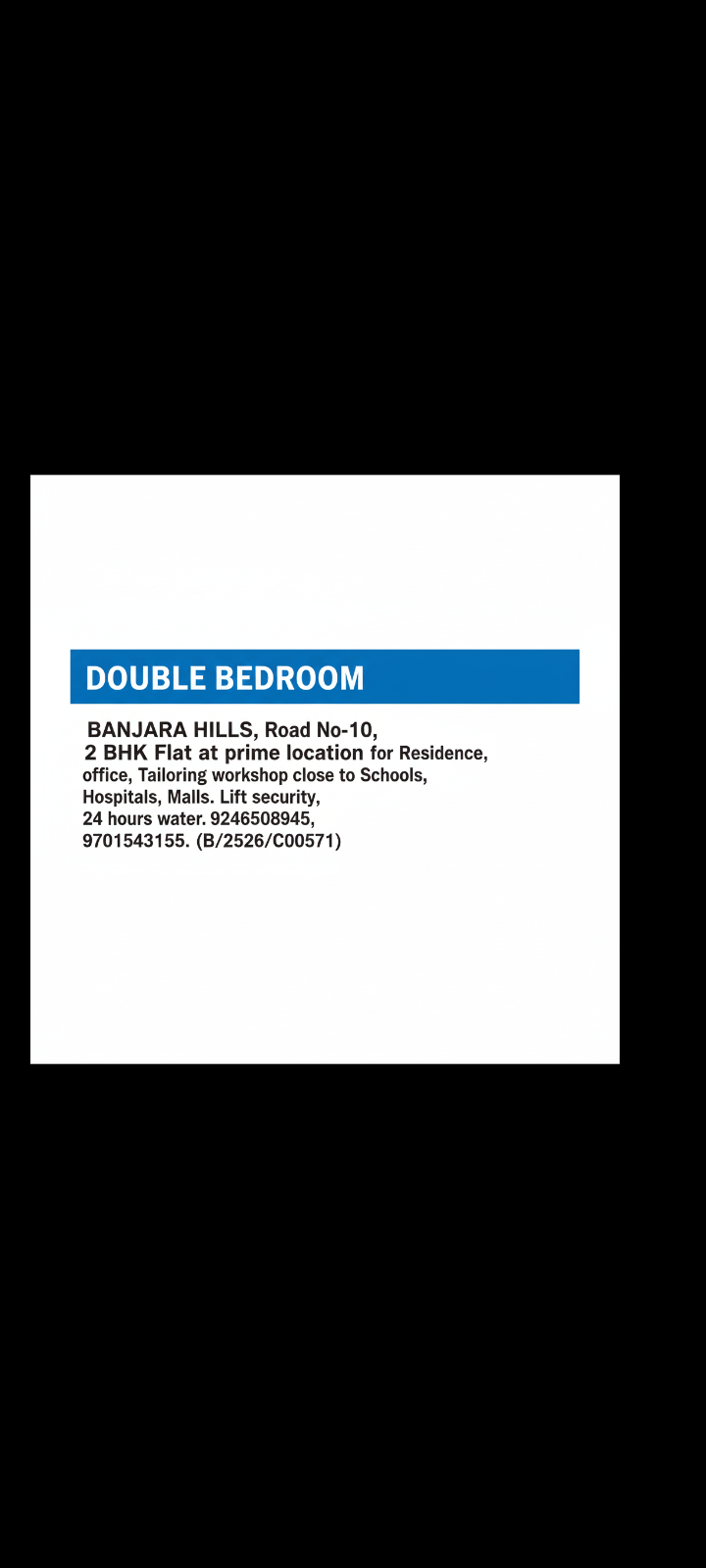 Flat for Rent Secunderabad