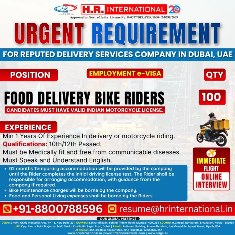 Food Delivery Bike Riders – Dubai, UAE
