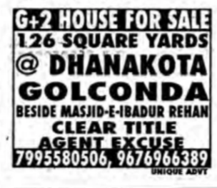G+2 flat for sale at Golconda