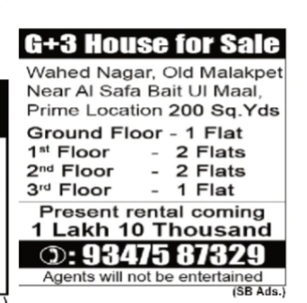 🏢 G+3 House For Sale