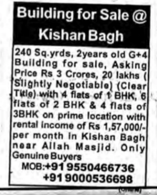 G+4 residential apartment for sale in kishan Bagh