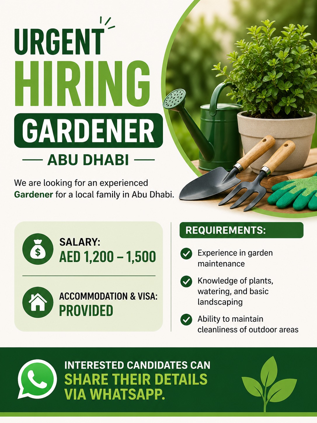 Gardener Required in Abu Dhabi