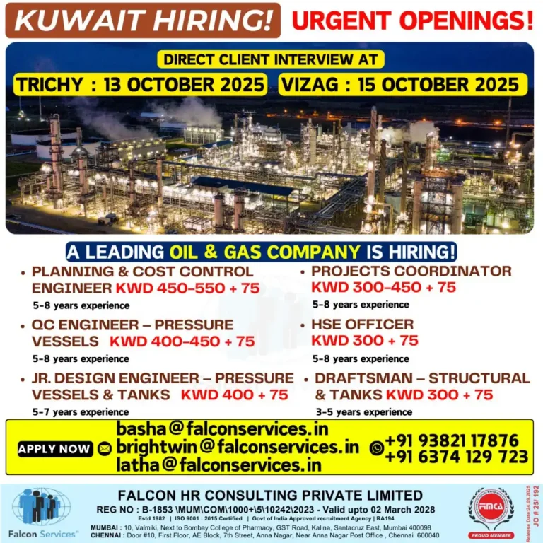 Gulf job - Engineers/Supervisors