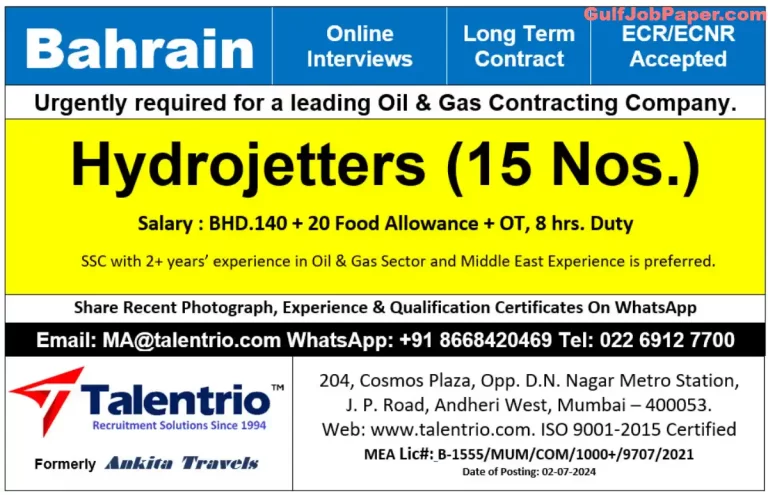 Hydrojetters – 15 Nos.