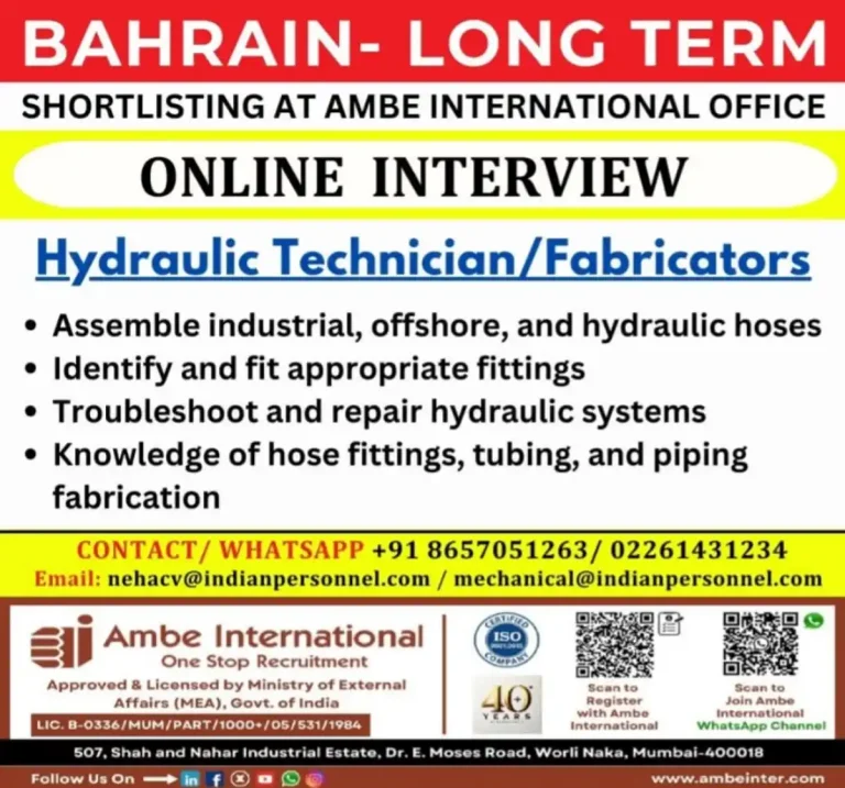 Hydraulic Technician / Fabricator – Long Term
