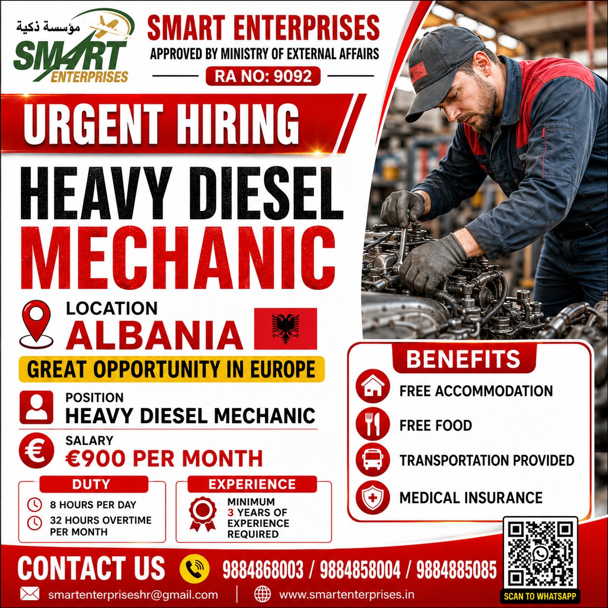 Heavy Diesel Mechanic Required in Albania