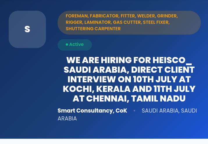 Heavy Industrial & Construction Technical Roles for HEISCO 🇸🇦