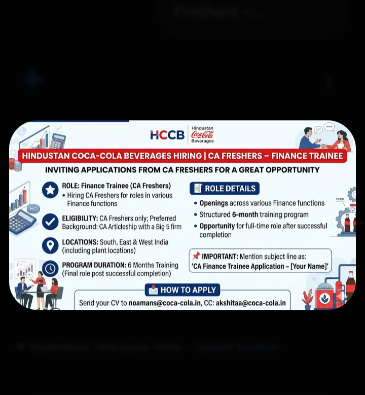 📢 Hindustan Coca-Cola Beverages Hiring | CA Freshers