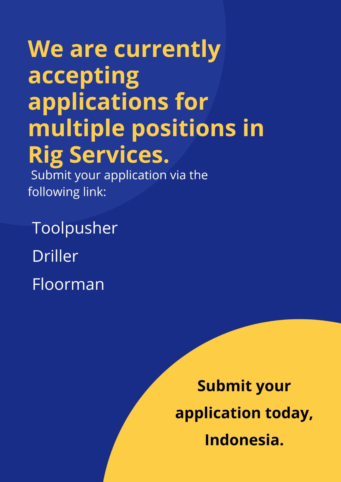 Hiring for Rig Services in Indonesia