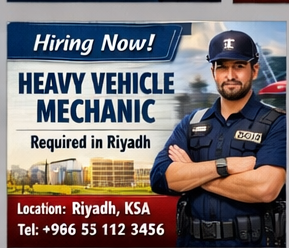 Hiring heavy vehicle mechanic in saudi