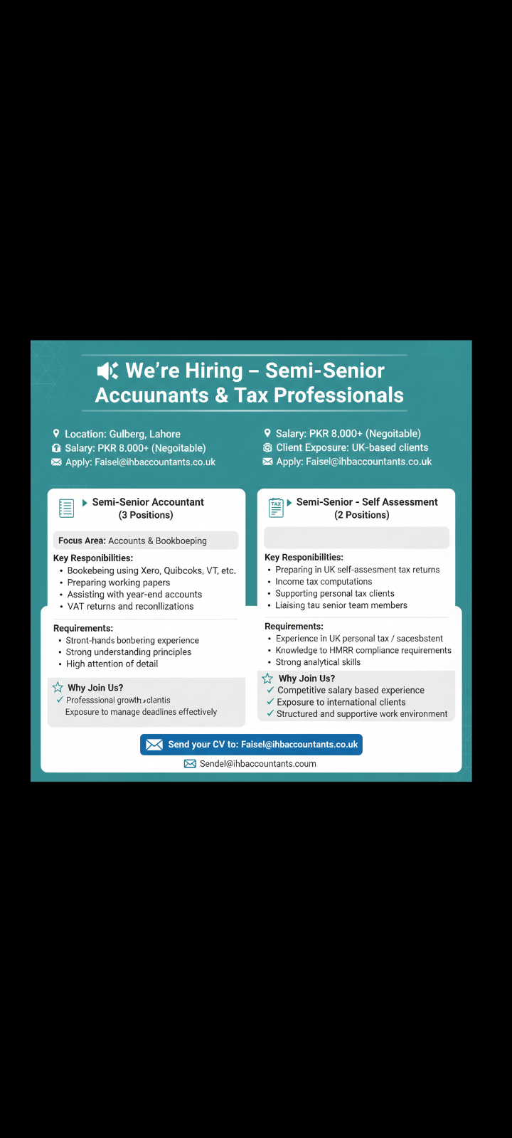 📢 Hiring – Semi-Senior Accountants & Tax Professionals