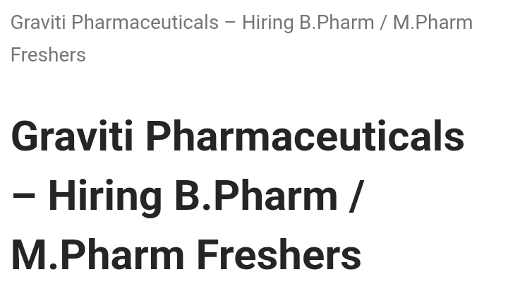 Hiring Trainee – Packing | B.Pharm / M.Pharm Freshers