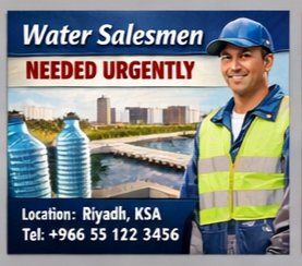 Hiring water salesman in saudi arabia