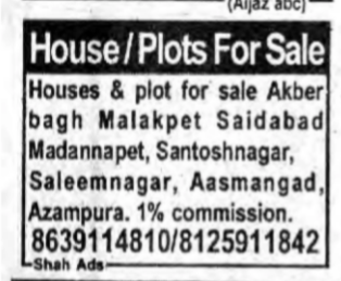 Houses & Plots for Sale in Malakpet and Nearby Areas