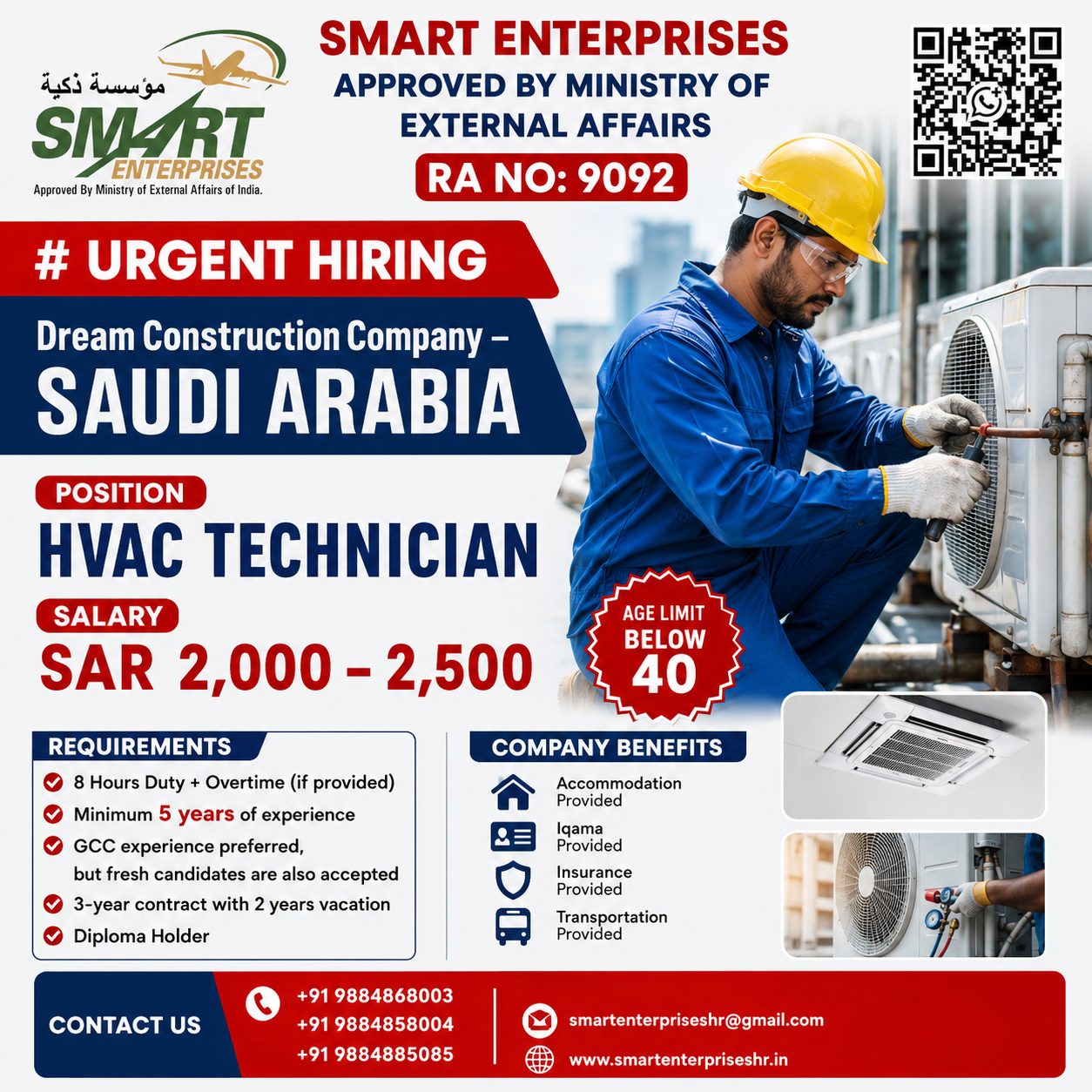 HVAC Technicians Required in Saudi Arabia