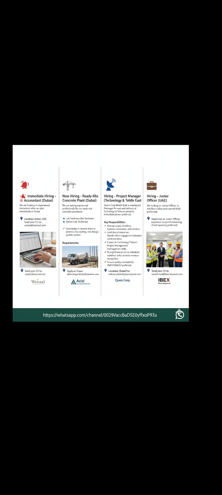 📢 Immediate Hiring – Dubai