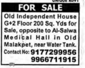 Independent house for sale in Malakpet
