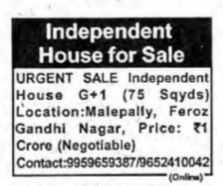 Independent House for Sale in Malepally