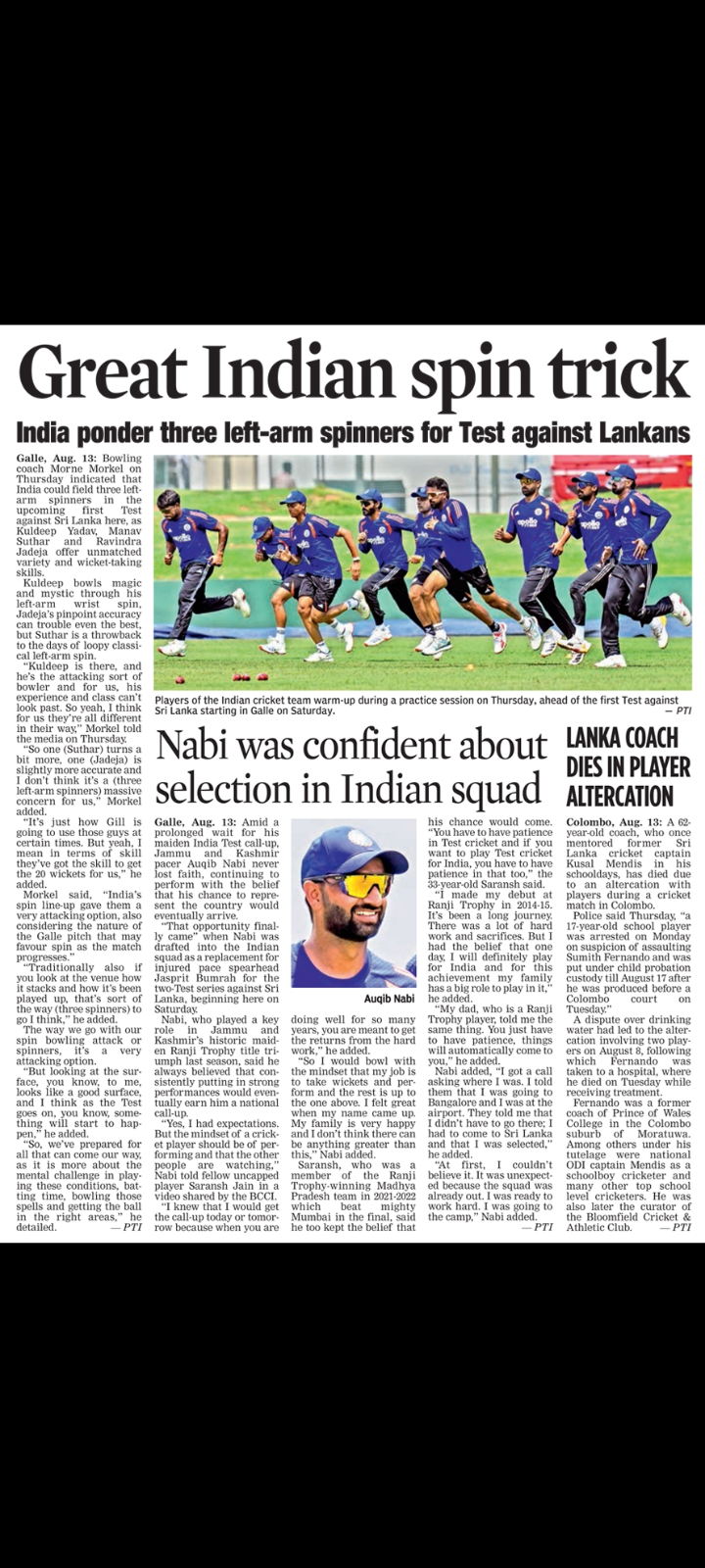 India Cricket – Three Left-Arm Spinners Considered