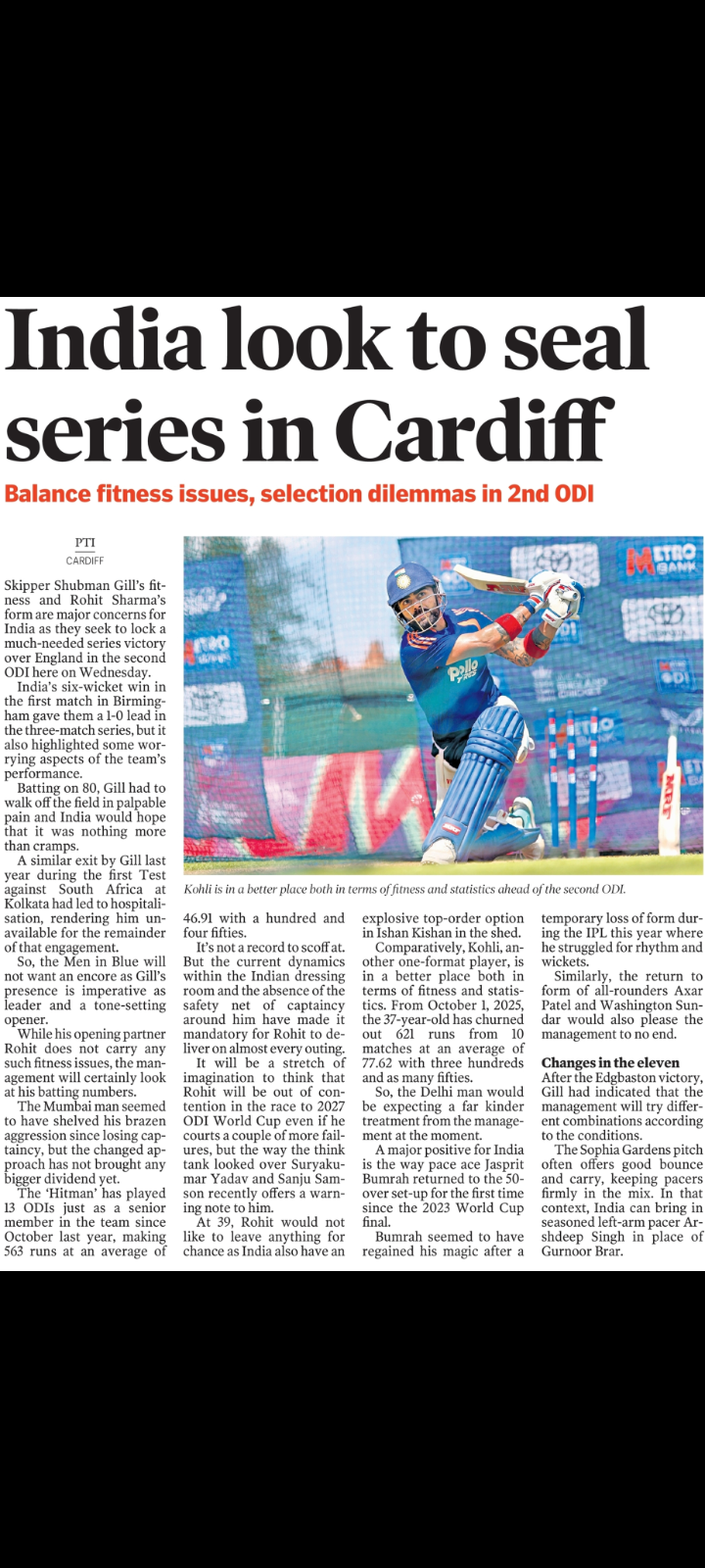 India Look to Seal Series in Cardiff