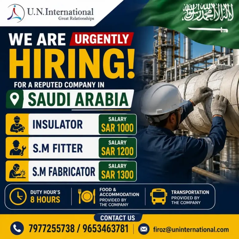 Insulator & Fabricator Jobs in Saudi Arabia 🇸🇦🔧