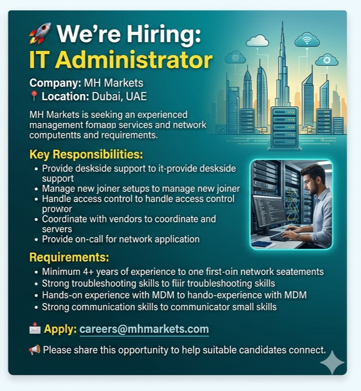 IT Administrator required in Dubai