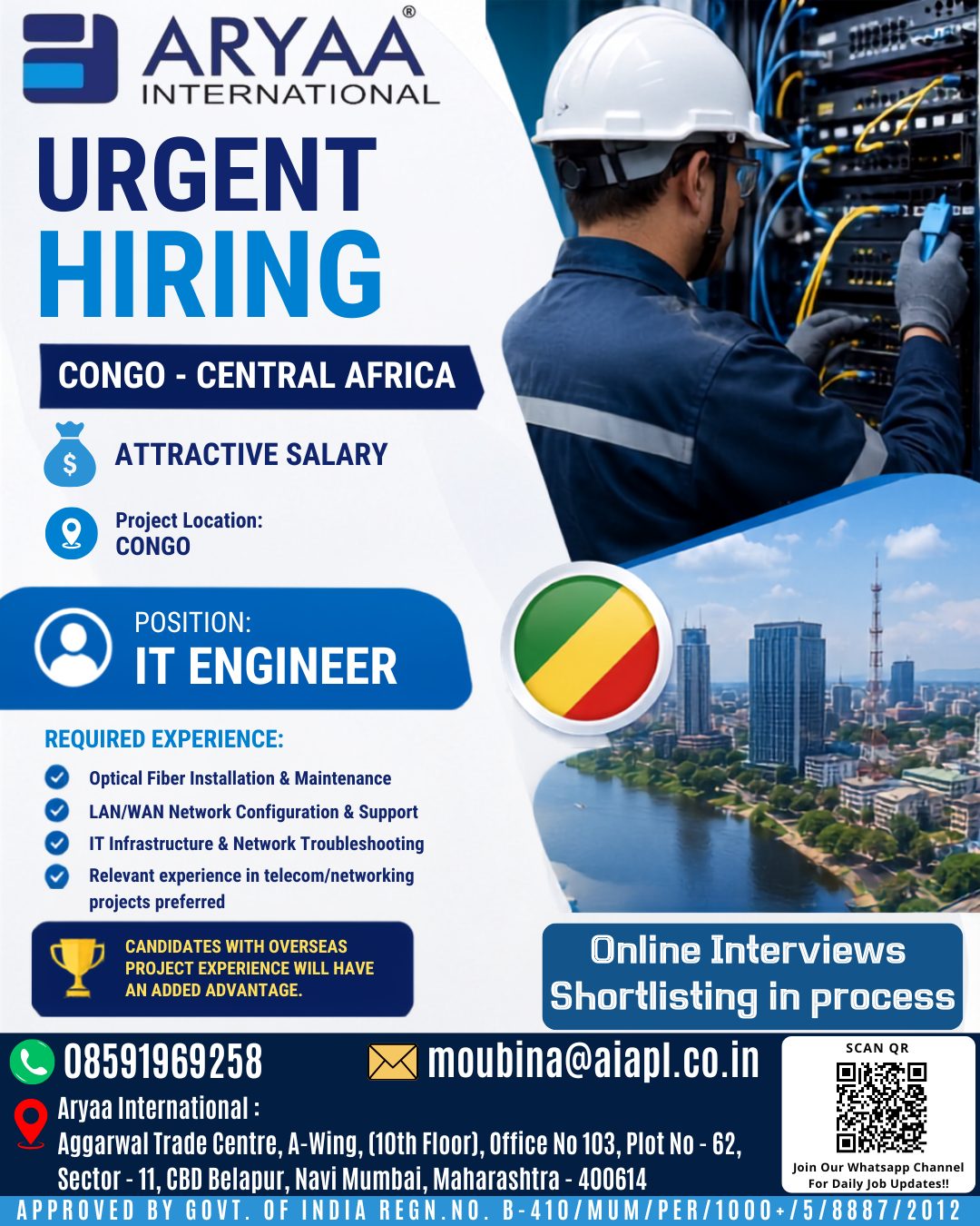 IT Engineer Required in Congo