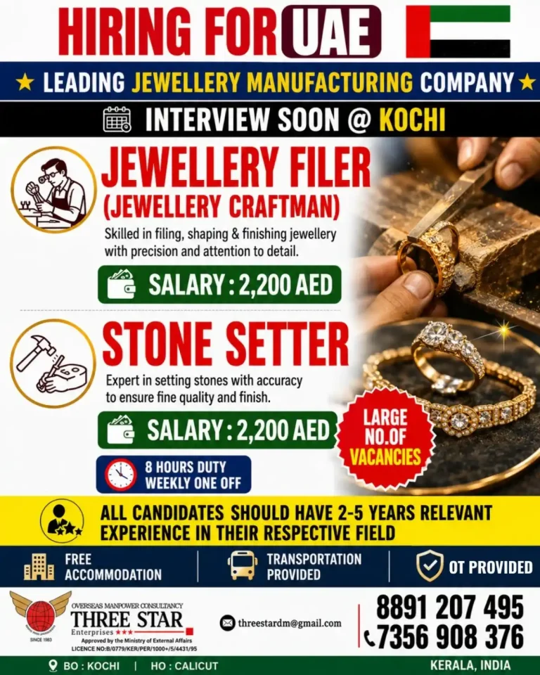 jeweller required in UAE